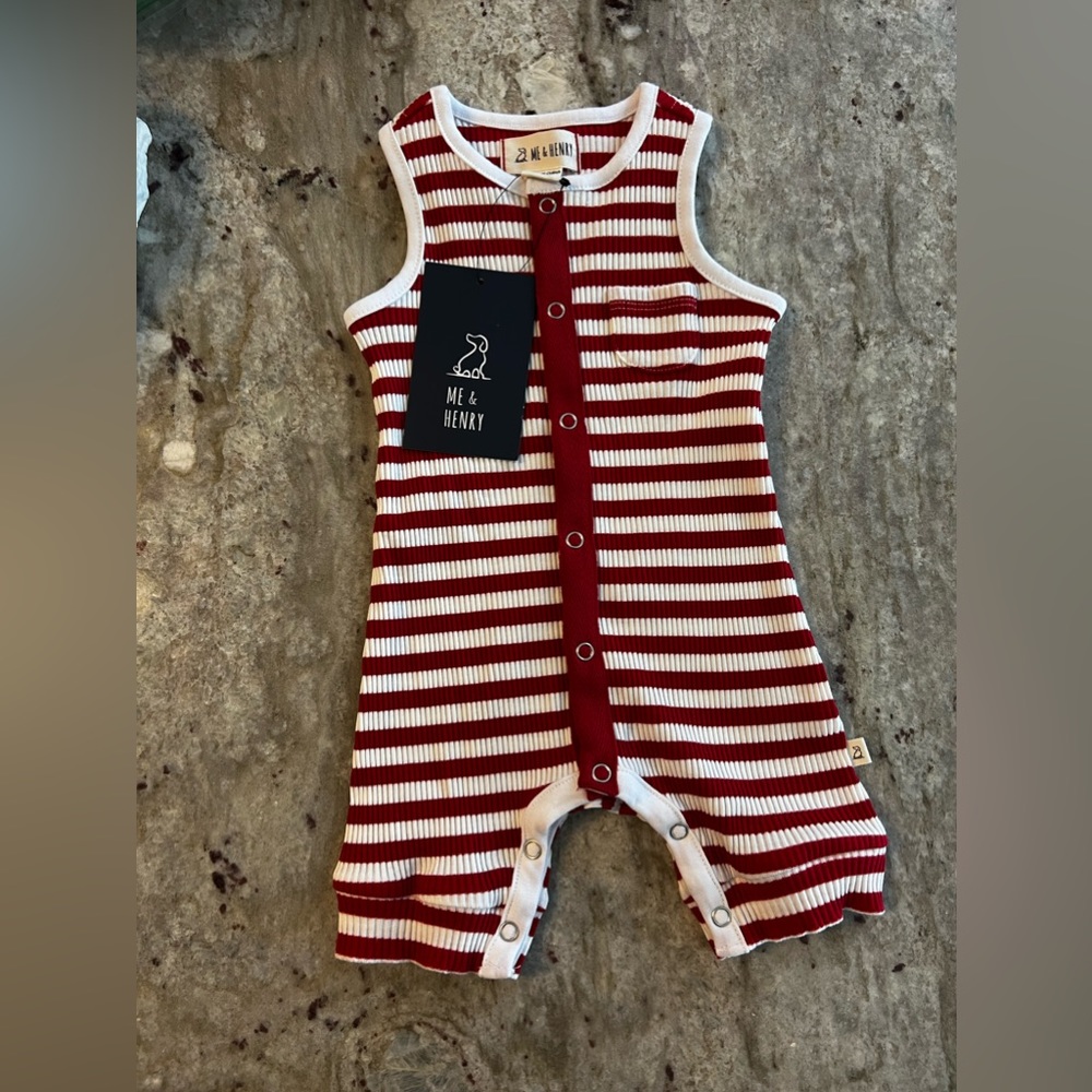Me & Henry 0-3 months red and white striped outfit